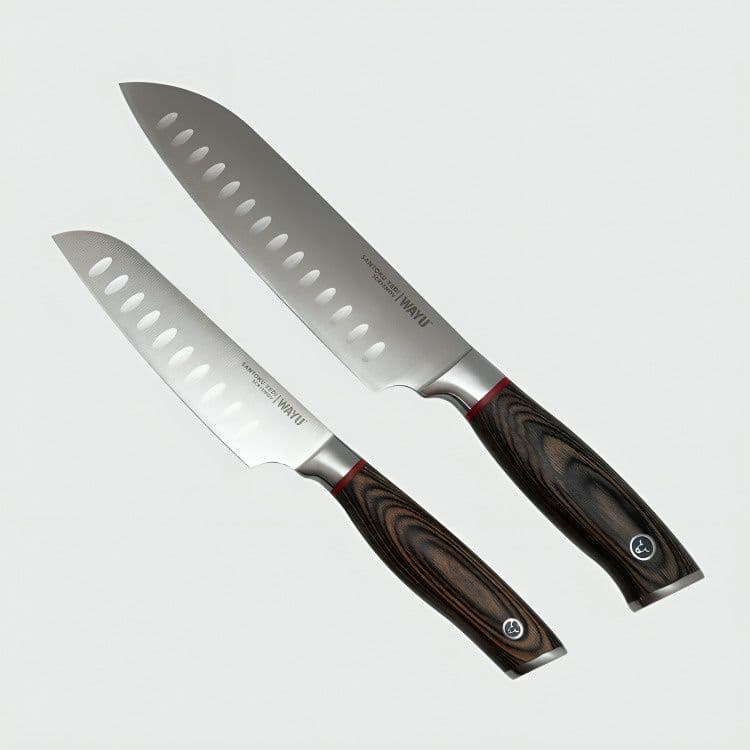 Set 2 Cuchillos Santoku Ring Red