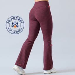 Calza Polar Con Chiporro Palazzo Mujer Elasticada Termica Burdeo Jeans Burdeos L
