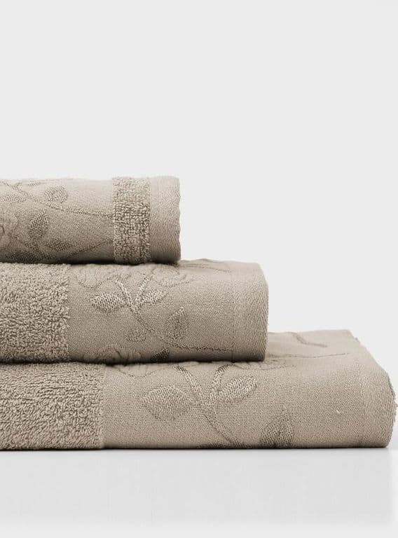 JUEGO TOALLA 3 PIEZAS ROSAS TAUPE