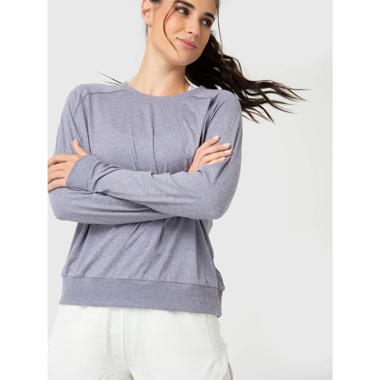 Poleron Mujer Crew Neck Morado Gris Claro S