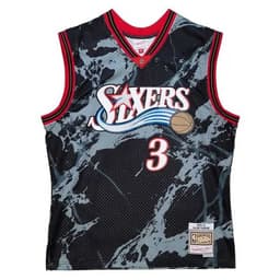 Camiseta Mitchell and Ness Philadelphia 76ers Allen Iverson 3 Marble Negro 2XL