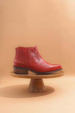Botin Cuero Mujer Zapador Rojo Rojo 37