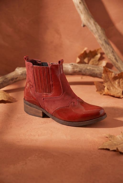 Botin Cuero Mujer Frida Rojo Rojo 38
