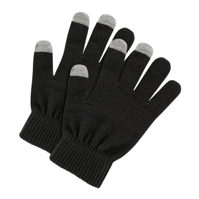 Pack 12 Guantes De Lana Termicos Con Punta Touch Tactil Dedos Negro TALLA UNICA