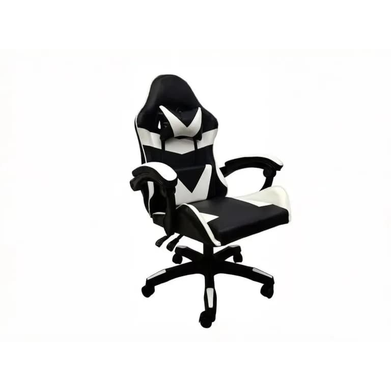 Silla Gamer Tokio Ergonomica Negra y Blanca Reclinable Con Cojines Blanco