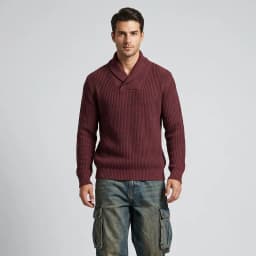 Sueter Jersey Cuello Smoking Tejido Hombre Otaki Burdeos S