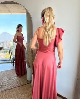 Maxi Vestido Sole una Manga Canela Claro Naranjo L/XL