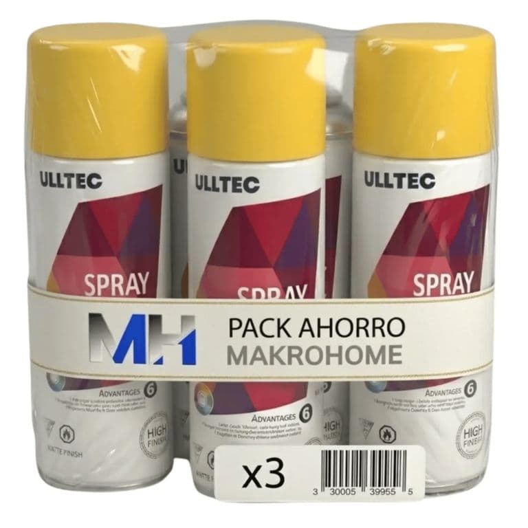 Pack X3 Pintura Spray Tela Madera Metal Plastico Vehicular Amarillo 25