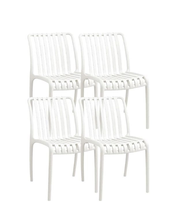 Pack 4 Sillas Apilable de Exterior Habana Blanco