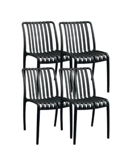 Pack 4 Sillas Apilable de Exterior Habana Negro