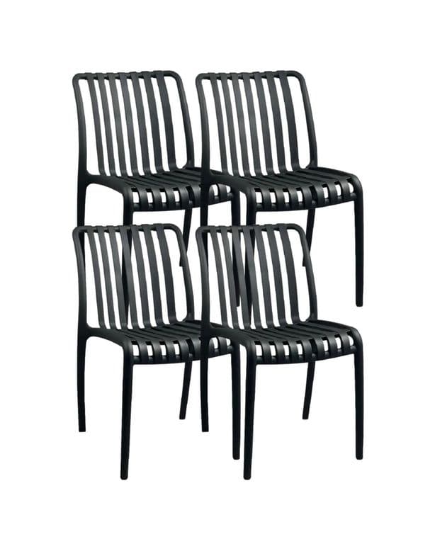 Pack 4 Sillas Apilable de Exterior Habana Negro