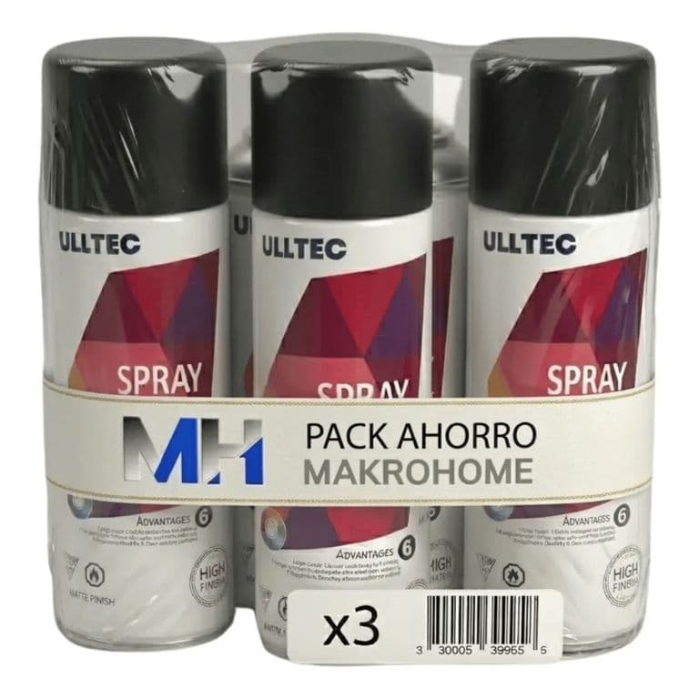 Pack X3 Pintura Spray Tela Madera Metal Plastico Vehicular Negro