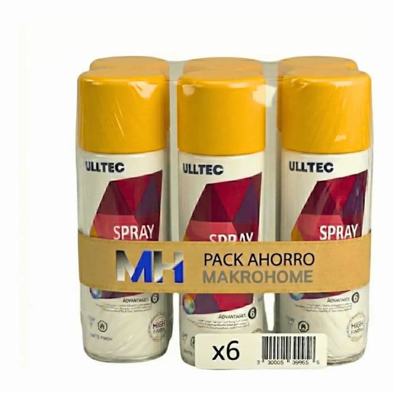 Pack X6 Pintura Spray Tela Madera Metal Plastico Vehicular amarillo 25