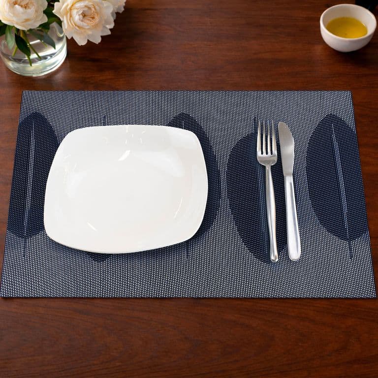 Pack 2 Individuales Home 45x30cm reversible hojas azul