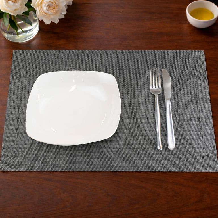 Pack 2 Individuales Home 45x30cm reversible hojas gris