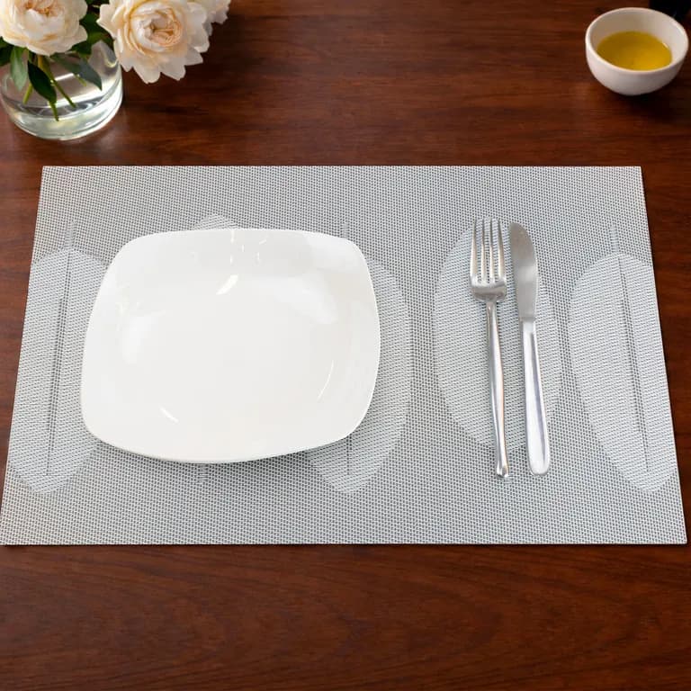 Individual de mesa Home 45x30cm reversible hojas blanco