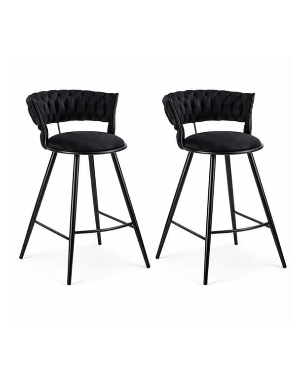 Pack 2 Sillas de Bar Fijas 66 cm Gales Black Negro