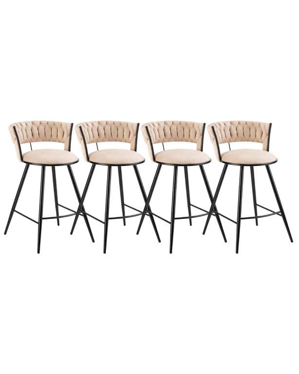 Pack 4 Sillas de Bar Fijas 66 cm Gales Black Beige