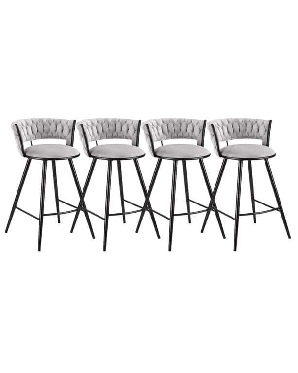 Pack 4 Sillas de Bar Fijas 66 cm Gales Black Gris cemento