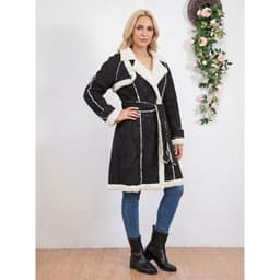 Abrigo Largo Chaqueta Mujer Tipo Gamuza Interior Chiporro Z836 Negro S
