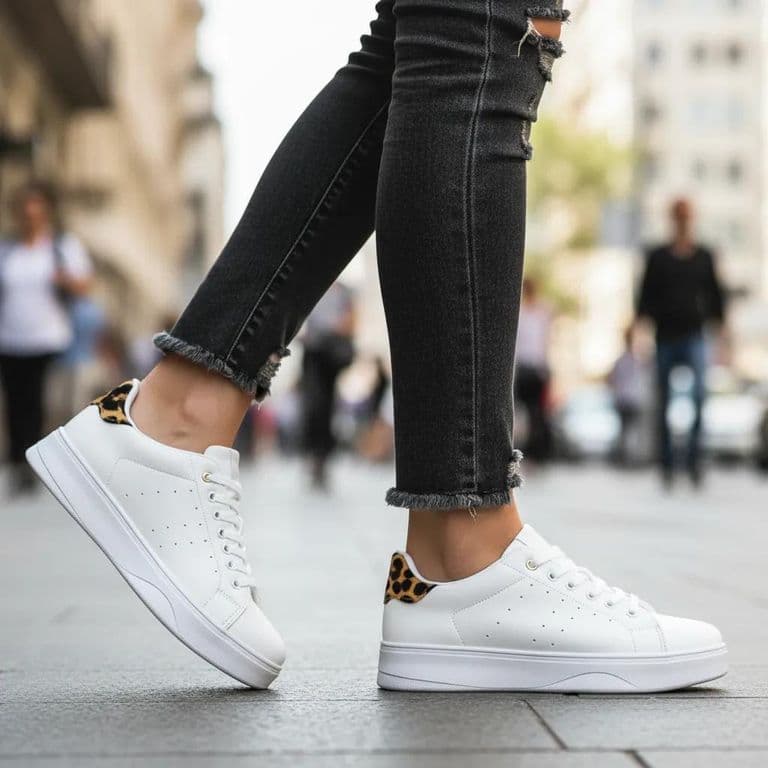 Zapatillas Urbanas Mujer Kako Blanco con Detalle Print - Plataforma 2.5 cm Amarillo 37
