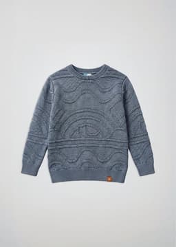Chaleco Tejido Cuello Redondo Jacquard Ninos Azul 3-4 ANOS