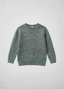 Chaleco Tejido Cuello Redondo Jacquard Ninos Verde 7-8 ANOS