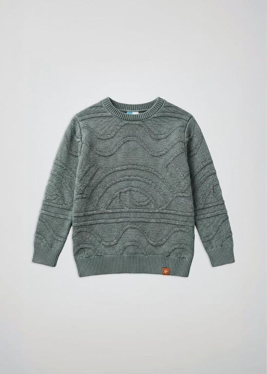 Chaleco Tejido Cuello Redondo Jacquard Ninos Verde 7-8 ANOS