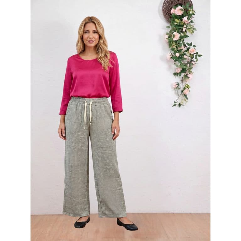 Pantalon Largo Recto Mujer Tipo Lanilla Invierno Grueso 7505 Gris Oscuro XL/2XL