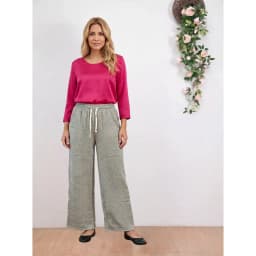 Pantalon Largo Recto Mujer Tipo Lanilla Invierno Grueso 7505 Gris Oscuro M/L