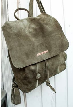 Mochila cuero reno boho Verde Musgo 1
