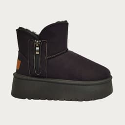 Botin Corto Mujer Forro Interior Chiporro Plataforma Con Cierre 6064 Negro 37