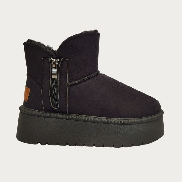 Botin Corto Mujer Forro Interior Chiporro Plataforma Con Cierre 6064 Negro 37