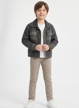 Chaqueta Mezclilla Nino Juvenil Denim Destroyed Oversize Negro 6