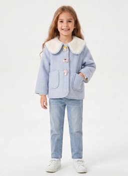 Abrigo Nina Invierno Chaqueta Infantil Chiporro Elegante Celeste 4