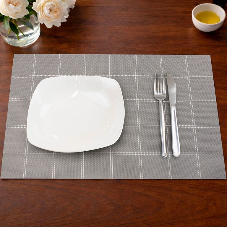 Pack 6 Individuales de mesa Home 45x30cm gris a cuadros