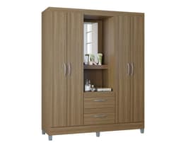 Closet Cordoba 4 puerta(s) 2 cajon(es) 3repisa(s) con espejo 1.81x1.48x47 cm Castano