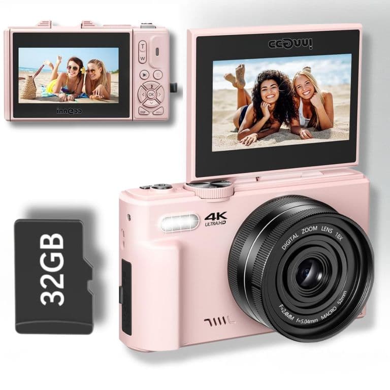 Camara Fotografica Digital 4K 30fps 64MP Pantalla Giratoria Rosado