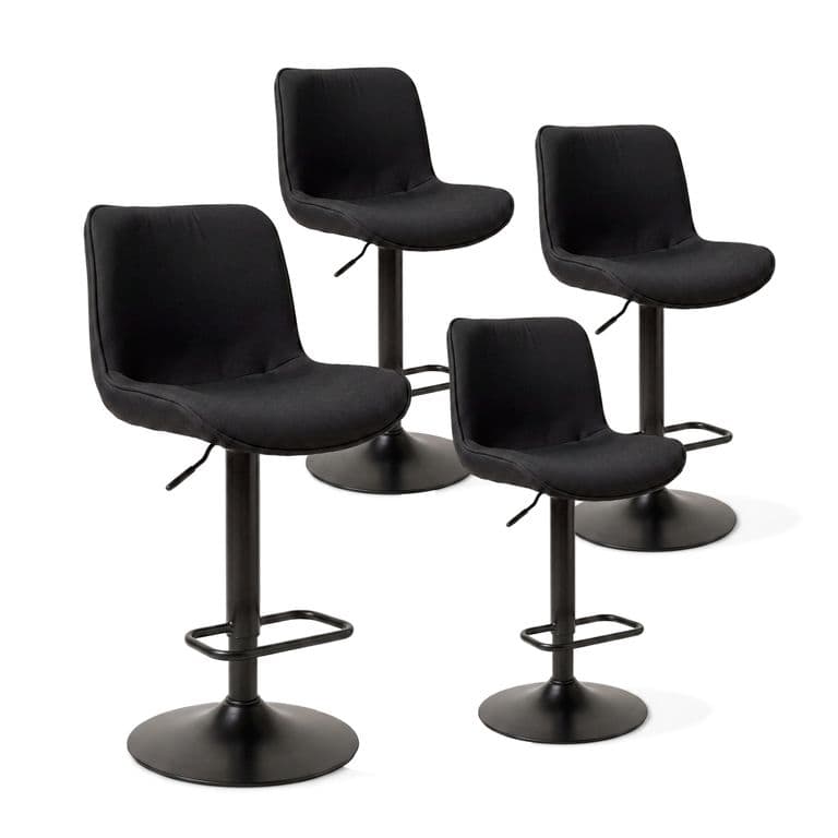 Pack 4 Taburetes Pisos Sillas Bar Acolchados Regulables Dorik Negro Negro