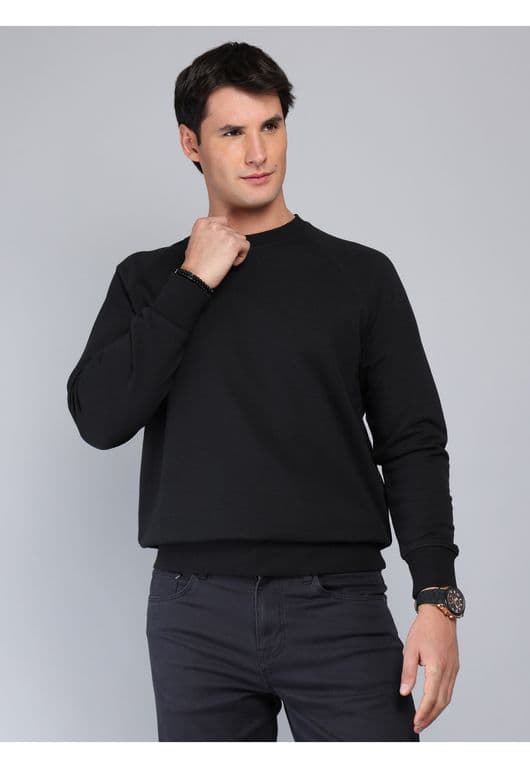 Poleron Cuello Redondo Regular Fit Negro Negro S
