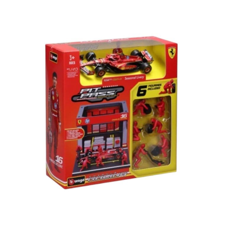 Set Pit-Stop Ferrari SF-24 16 Charles Leclerc Caja Normal Burago 143