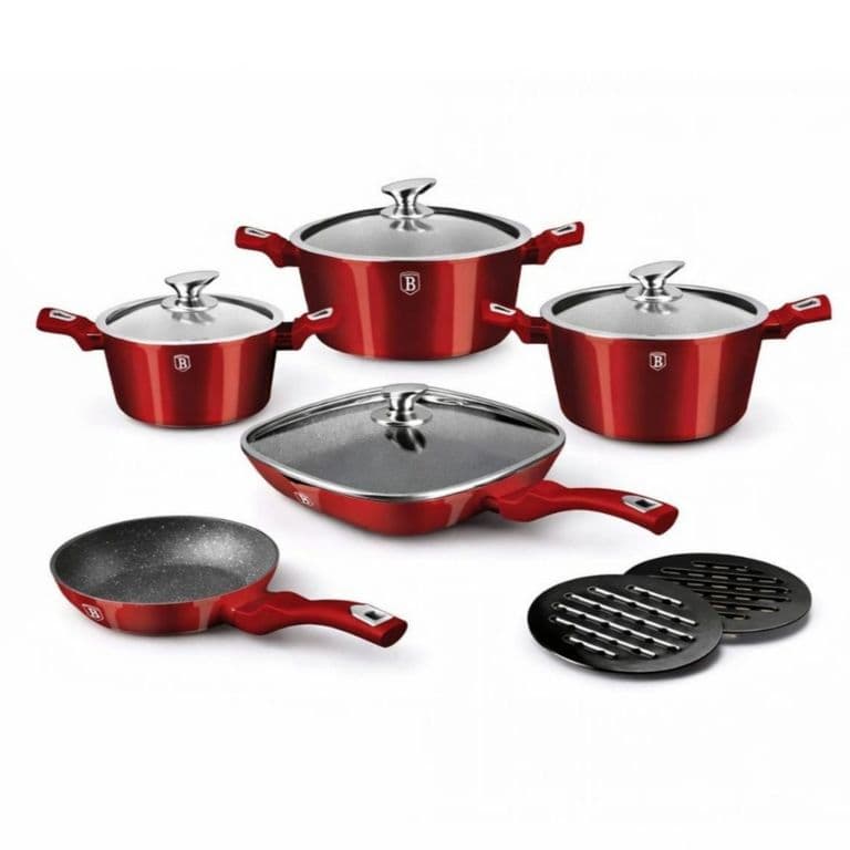 BATERIA DE COCINA 11 PZS METALLIC ANTIADHERENTE BURGUBDY COLLECTION