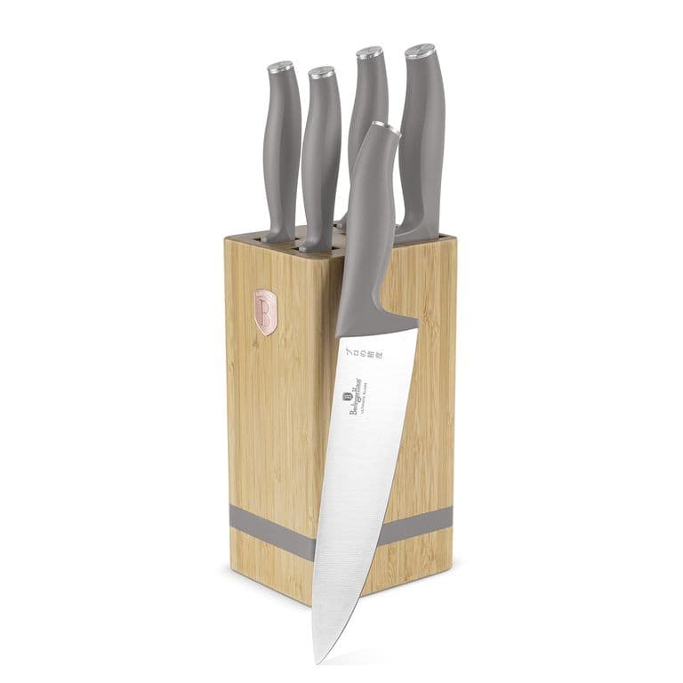 CUCHILLOS ACERO INOXIDABLE SET DE DE 6 PZS CON SOPORTE TAUPE COLLECTION