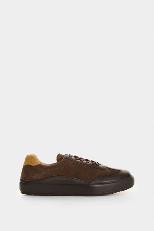 Velez Zapatilla Tenis Clima Cuero Hombre Efecto Escribiente Cafe Cafe 39