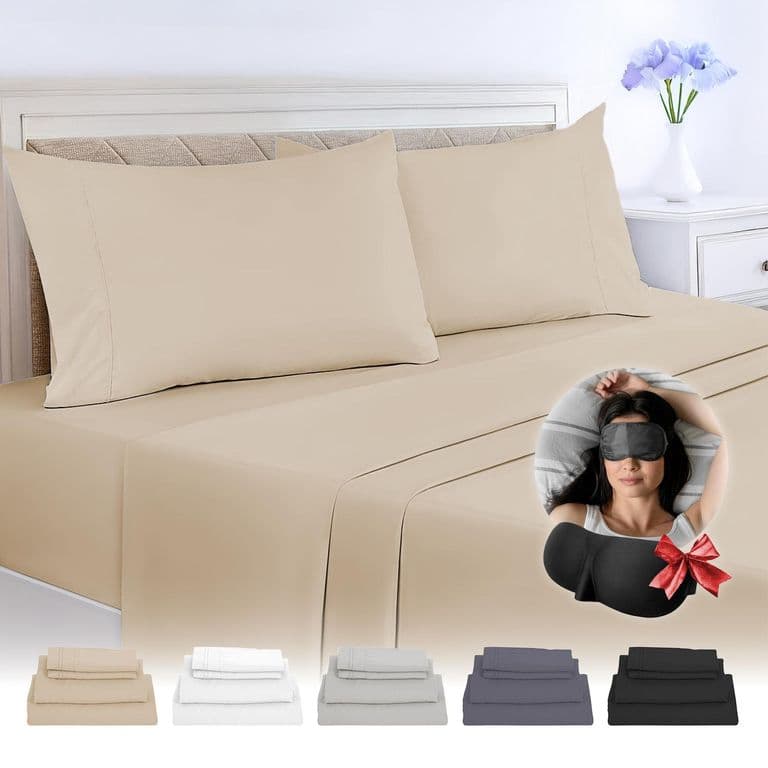 JUEGO DE SABANAS QUEEN 150X200 CM - Beige - 2 PLAZAS
