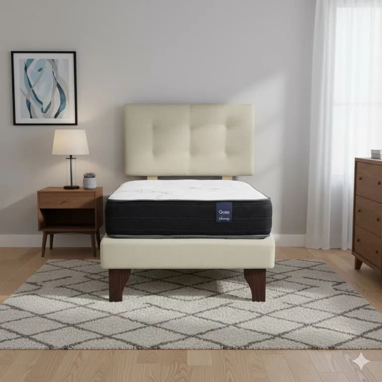 Cama Europea 1 Plaza 200 Respaldo Berna