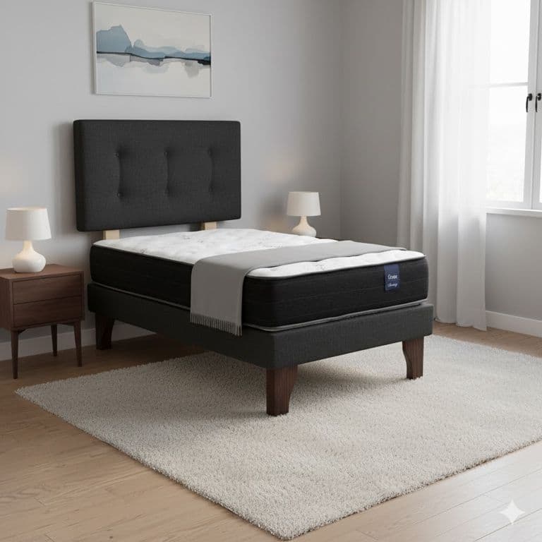 Cama Europea 1 Plaza 200 Respaldo Berna