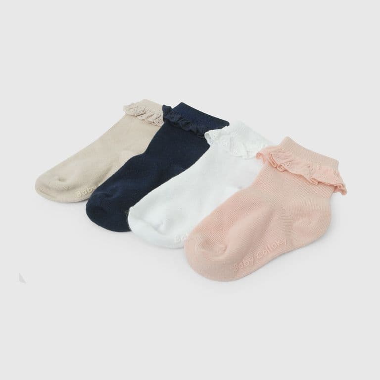 Pack 4 Calcetin deportivo corto punto suave y resistente nina rosado 14-25 Rosa 23-25