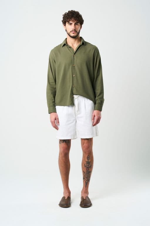 Velez Short Bermuda En Lino Hombre Belgica Blanco Blanco 38
