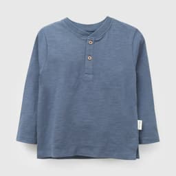 Polera Manga Larga Nino Botones Azul 4-5 ANOS